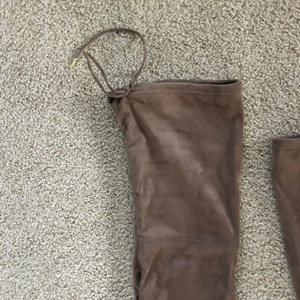 Steve Madden Norri Thigh High Over The Knee Boots Tan Microsuede Block Heel 7